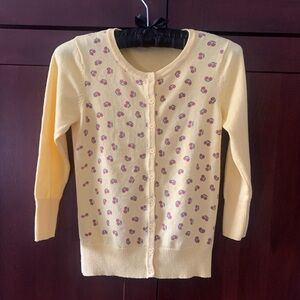 Small Yellow Women's Cardigan Sweater Cherry Cherries by MAK Pinup Rockabilly